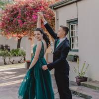 Stunning A-Line V Neck Green Tulle Prom Long Dresses with Beading Formal Party Dresses 2022 - Thumbnail 2