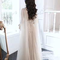 Champagne tulle sequins long prom dress evening dress - Thumbnail 6