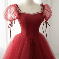 Red tulle long ball gown dress red evening dress - Thumbnail 2