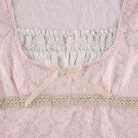Cute Sweet Pink Lace Trim Short Sleeve Shirt Crop Top Summer Aesthetic Casual E-Girl Kawaii Korean Japanese Harajuku - Thumbnail 8