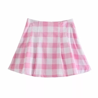 Cute 2pcs Set Vinatge Pink Plaid Blazer + High Waist Mini Skirt Suit Summer Aesthetic Casual E-Girl Kawaii Korean Japanese Harajuku - Thumbnail 7