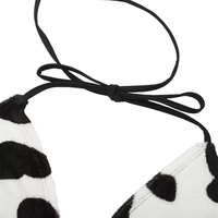 Cute Sexy Cow Pattern Fluffy Camisole Tank Crop Top Sleeveless Shirt Summer Aesthetic Casual E-Girl Kawaii Korean Japanese Harajuku - Thumbnail 4