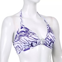 Cute Sexy Tie Dye V-Neck Lace Up Halter Backless Beach Crop Top Summer Aesthetic Casual E-Girl Kawaii Korean Japanese Harajuku - Thumbnail 3