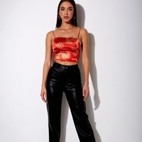 Cute Sexy Red Dragon Backless Bandage Spaghetti Strap Crop Top Sleeveless Shirt Summer Aesthetic Casual E-Girl Kawaii Korean Japanese Harajuku - Thumbnail 3