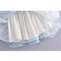 Cute Sexy Blue Cloud Sky Princess Square Neck Puff Sleeve Mini Party Dress Summer Aesthetic E-Girl Kawaii Korean Japanese Harajuku - Thumbnail 6