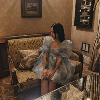 Cute Sexy Blue Cloud Sky Princess Square Neck Puff Sleeve Mini Party Dress Summer Aesthetic E-Girl Kawaii Korean Japanese Harajuku - Thumbnail 9