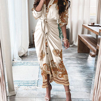 Casual Long Sleeve Print Dress - Thumbnail 2