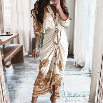 Casual long sleeve print dress