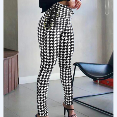 Design bird grid tight pants