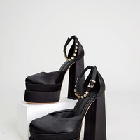 Fashion Satin Clunky Heeled High Heels - 3colors - Thumbnail 5