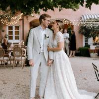 Stunning Ball Gown Deep V Neck White Lace Wedding Dresses - Thumbnail 5