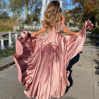 Cute A Line Sweetheart Blush Pink Long Prom Dresses with Slit - Thumbnail 1