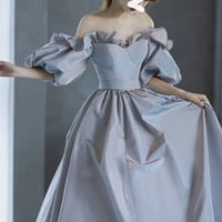 Stunning blue long prom dress princess dress - Thumbnail 3
