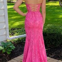 SP2019,Sweetheart pink evening dresses applique mermaid prom formal gown - Thumbnail 3
