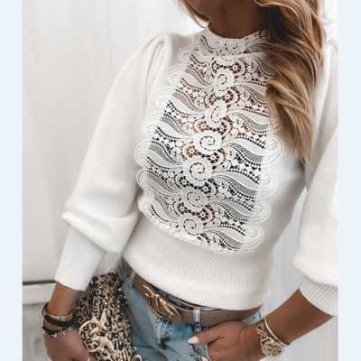 Long sleeve fashion sexy white top - Thumbnail 2