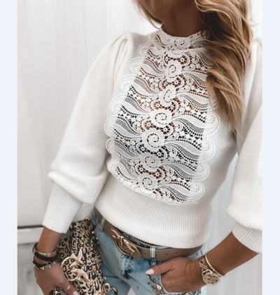 Long Sleeve Fashion Sexy White Top