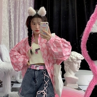 Korean Cute Summer Spring High Waist Embroidery Cross Pink Strap Bow Loose Wide Pant Denim Jeans Shorts - Thumbnail 5