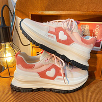 Harajuku Love Heart Pastel Pink Trainers Sneakers Running Shoes - Thumbnail 2
