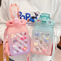 Cute large-capacity pot belly cup with straw frosted plastic cup portable kettle water cup - Thumbnail 1