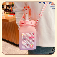 Cute large-capacity pot belly cup with straw frosted plastic cup portable kettle water cup - Thumbnail 3