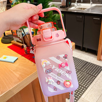 Cute large-capacity pot belly cup with straw frosted plastic cup portable kettle water cup - Thumbnail 6