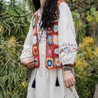 RETRO FLOWERS SWEATER VEST - Thumbnail 2