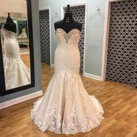 Bridal Dresses,Gorgeous Beading Crystal Mermaid Wedding Dresses with Lace Appliques,1331 - Thumbnail 2