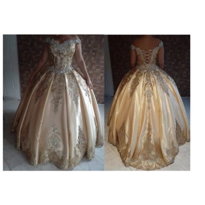 Off shoulder prom dresses birthday dresses champagne  - Thumbnail 2