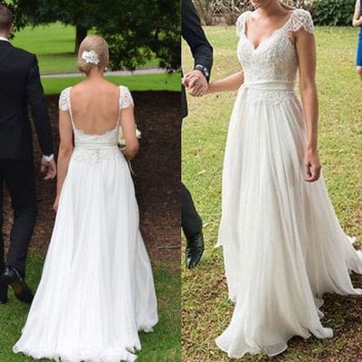 Cap sleeves backless wedding dresses bridal gowns,778