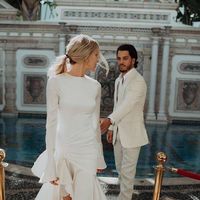 Modern Sheath Long Sleeve White Wedding Dresses - Thumbnail 3