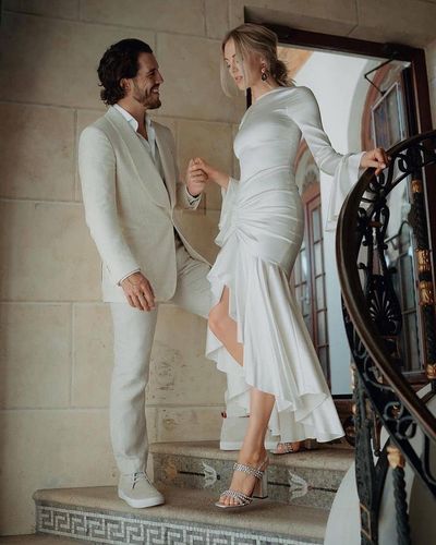 Modern Sheath Long Sleeve White Wedding Dresses