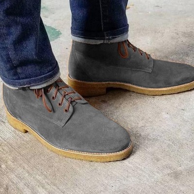 New handmade grey chukka in suede lace up formal wear boot