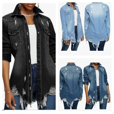 Denim distressed jacket-td - Thumbnail 5