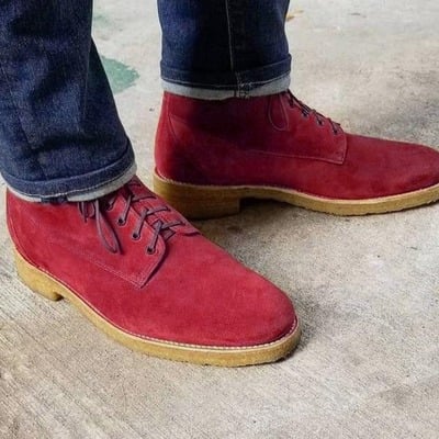 Hot sale handmade berry color chukka in suede lace up formal wear boot