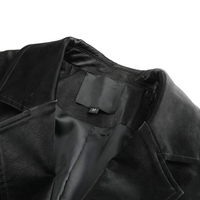 Heart Love Embroidery PU Spring Autumn Fall Winter Fashion Vintage Classic Black Jacket Suit - Thumbnail 3