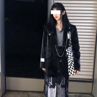 Heart Love Embroidery PU Spring Autumn Fall Winter Fashion Vintage Classic Black Jacket Suit - Thumbnail 2