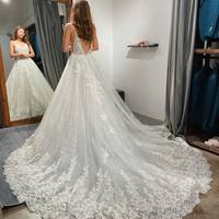 Romantic A-Line V Neck White Lace Wedding Dresses with Tarin - Thumbnail 1