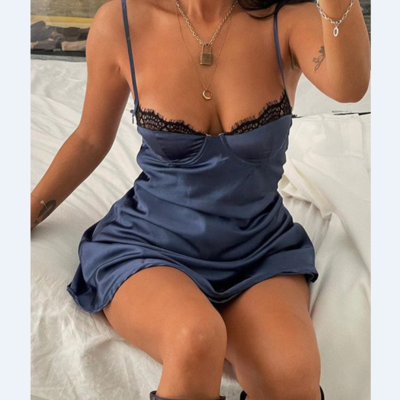 Sling lace splicing sleeveless dress