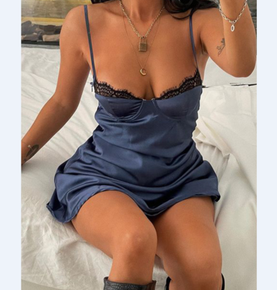 Sling Lace Splicing Sleeveless Dress