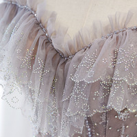 Pink tulle sequins long prom dress A line evening gown - Thumbnail 6