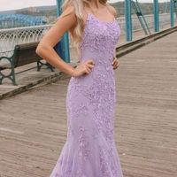 SP2023,Mermaid Lace Prom Dress Long 2022, Formal Ball Dress, Evening Dress,Mermaid Lace Dance Dresses,Lavender School Party Gown - Thumbnail 1