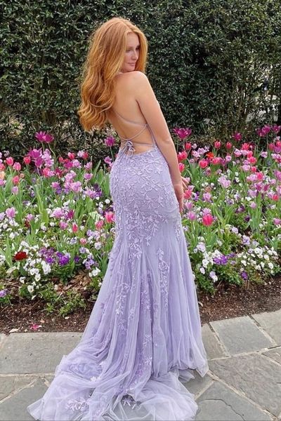 SP2023,Mermaid Lace Prom Dress Long 2022, Formal Ball Dress, Evening Dress,Mermaid Lace Dance Dresses,Lavender School Party Gown