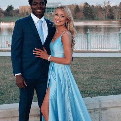 Sp2028,charming prom dress,blue v neck long prom dresses - Thumbnail 2