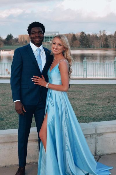 SP2028,Charming Prom Dress,Blue V Neck Long Prom Dresses