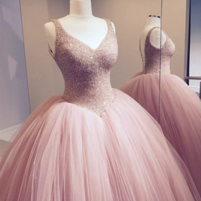 Soft pink prom dresses pageant gown  - Thumbnail 3