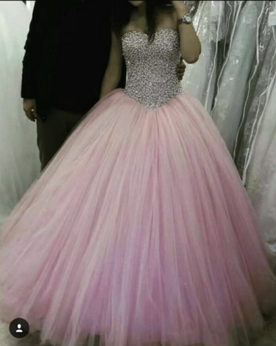 Pink Prom Dresses Pageant Gown with Beaded