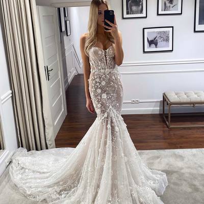 New arrival mermaid sweetheart ivory lace wedding dresses - Thumbnail 2
