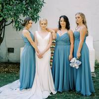 Elegant A-Line Sweethart Chiffon Long Bridesmaid Dresses - Thumbnail 4