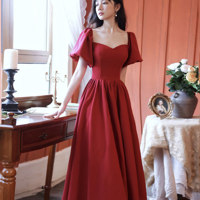 Cute satin short prom dress a line homecoming dress - Thumbnail 1