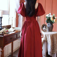 Cute satin short prom dress A line homecoming dress - Thumbnail 6